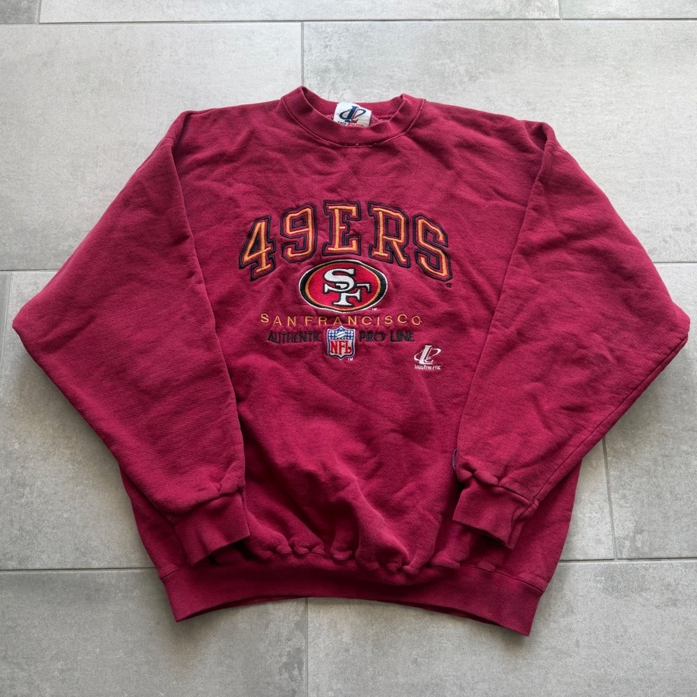 Vintage Logo Athletic NFL San Francisco 49ers Sweatshirt Red Large Pro Line 90s
